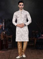 Pure Silk Cream Festival Wear Mirror Work Readymade Kurta Pajama